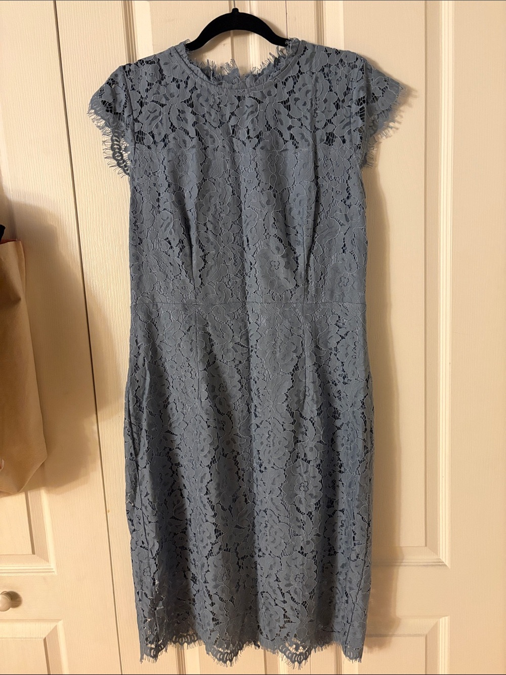 Lace Sheath Dress in Dusty Blue